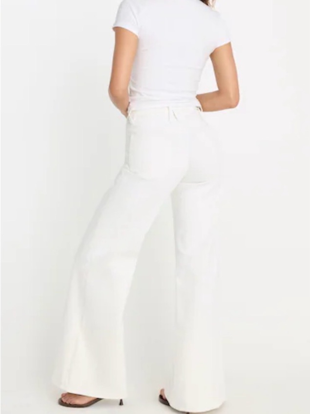Good American High Waist Palazzo Wide Leg Jean | color: white | size: 6